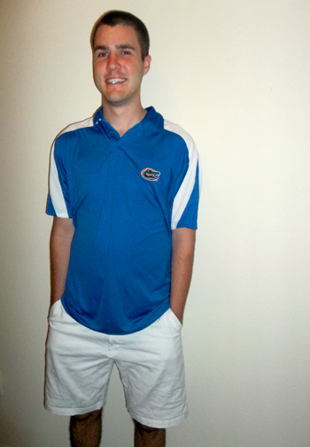 Ryan in a Gator polo and white shorts.