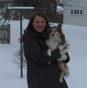 Dana and her dog, Muffin, on a trip to Ohio to visit relatives.