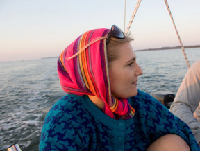 photo of Hannah on a sailboat