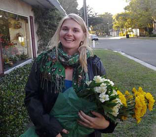 photo of Hannah O. Brown with flowers