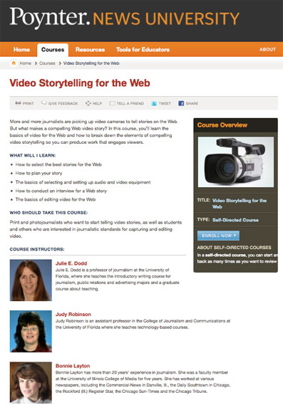 Video Storytelling for the Web, NewsU Course