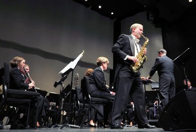 Dr. Helton performing with the U.S. Navy Band