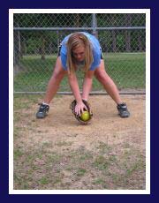 Raney fielding a ground ball