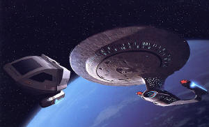 The Enterprise D and Shuttle Craft