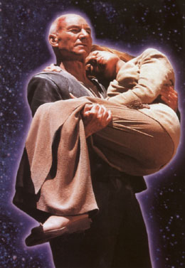 Picard carrying Angi in Star Trek: Insurrection