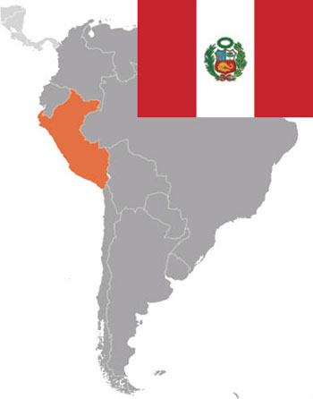 Peru on world map