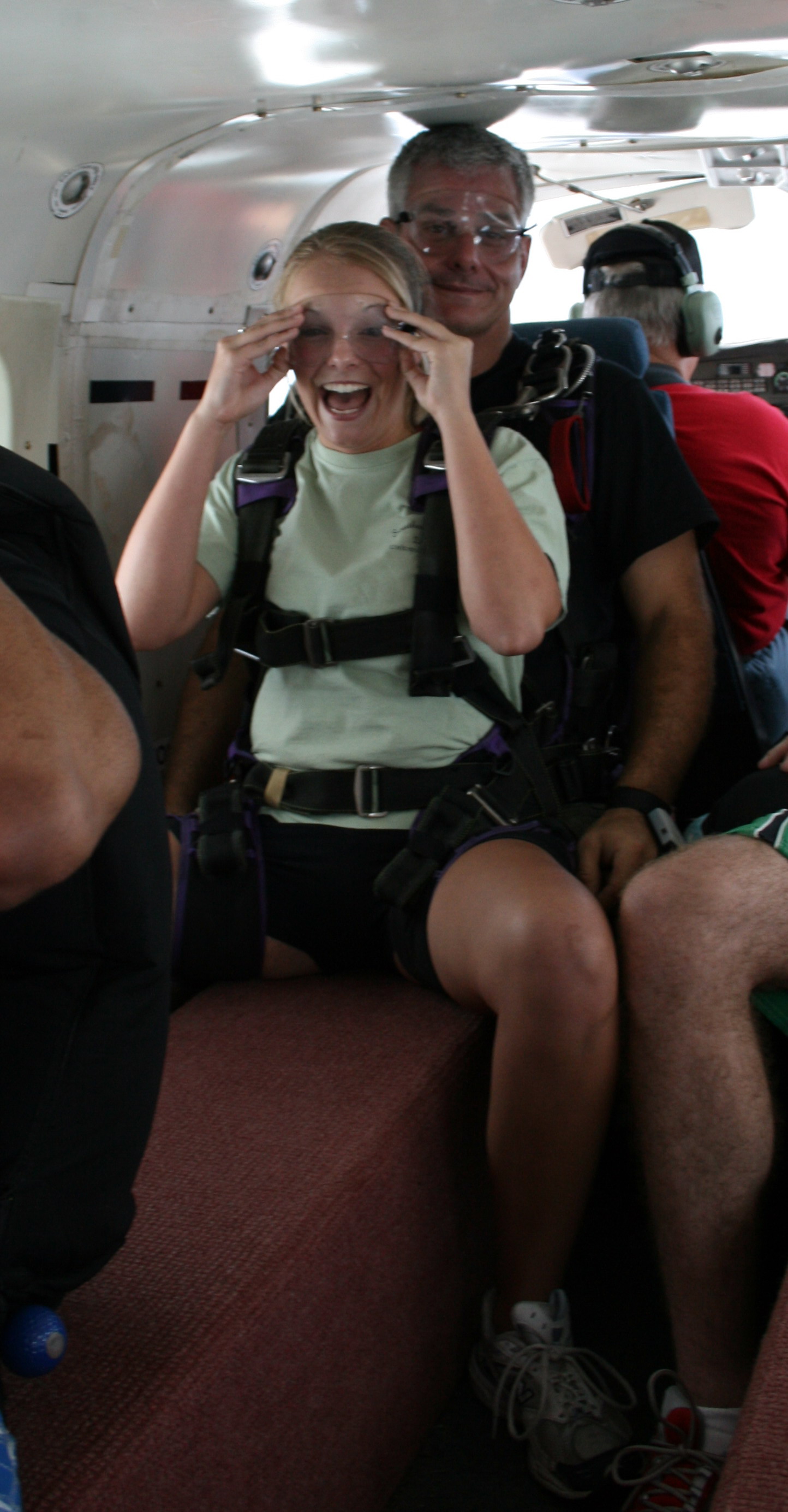 Claibourne about to jump out of a plane