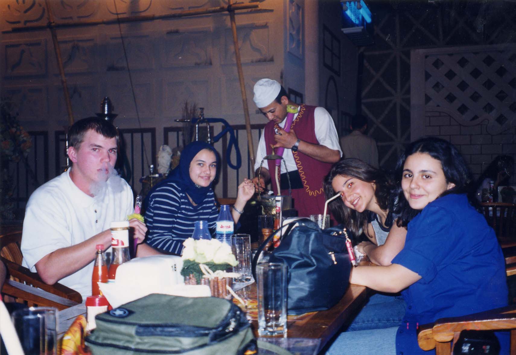 Testing out the argeela in Dubai (Info Tech trip, 1999)