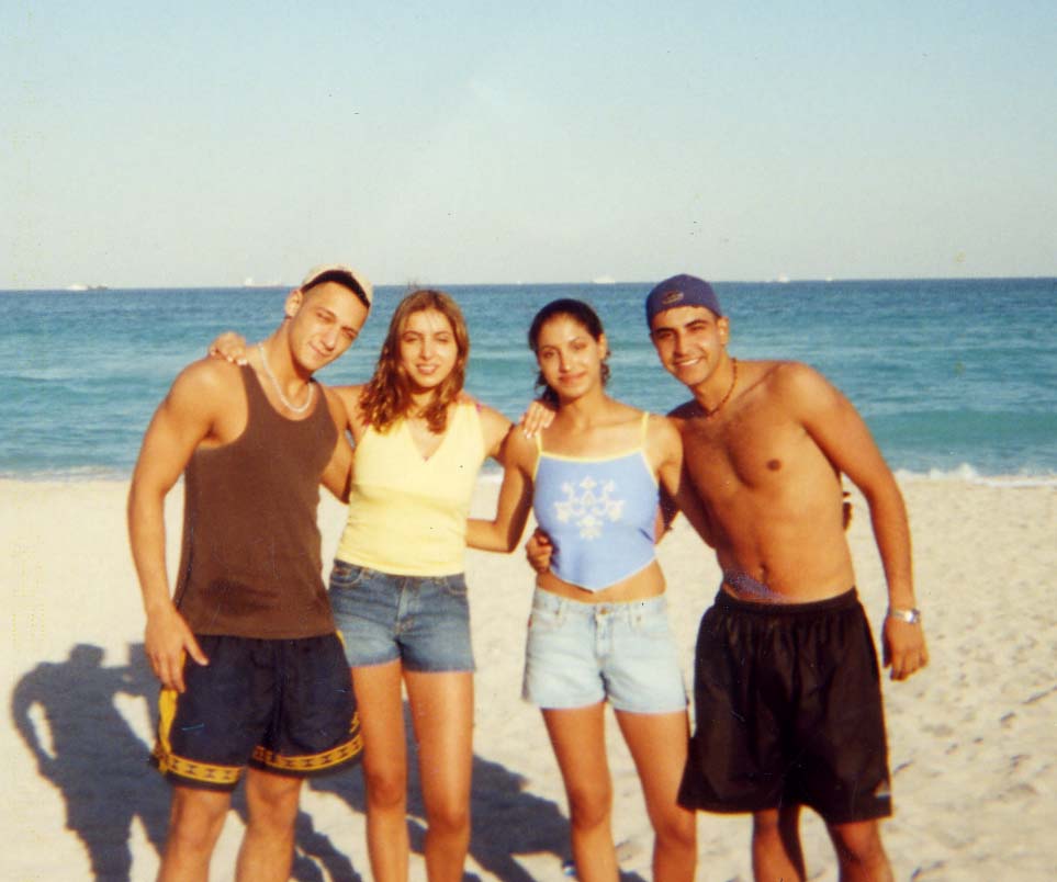 Me, my twin Sana, my brother Ehab, and Yousef on South Beach, Miami (Spring Break 2001)