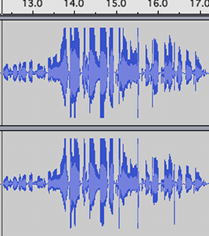 How overmodulated audio looks in Audacity