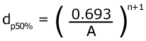 Licht equation for the particle size with 50% collection efficiency