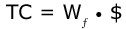 Equation for the total cost as related to power